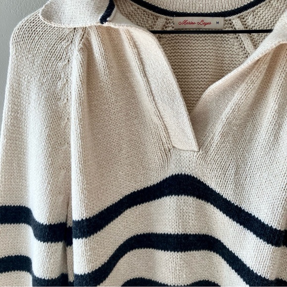 MARINE LAYER Berkeley Sweater Polo in Charcoal Stripe - Picture 6 of 7